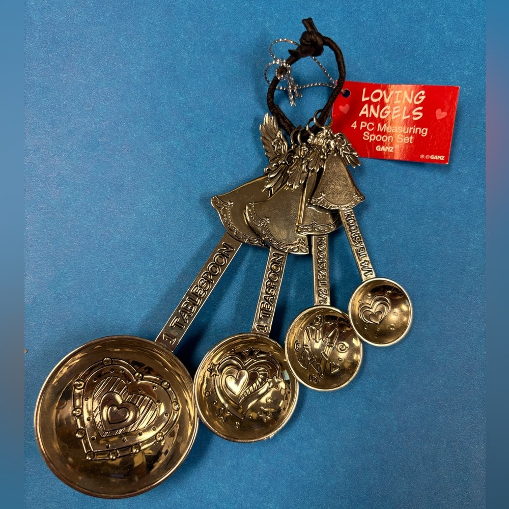 GANZ 4 Pc Measuring Spoon Set Angels Loving Hearts Wings New Tag